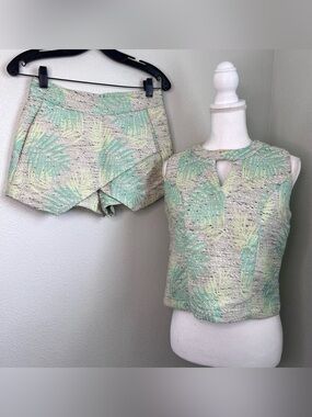 Sorority Size Small Tropical Palm Leaf Skort & Top Matching Set